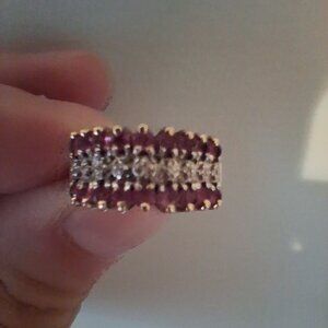 Ruby and diamond ring 10K yellow gold size 6
